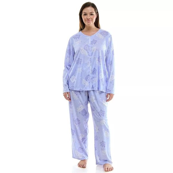 NWT Croft Barrow Pajamas Set Womens SIZE 2X Plus Top & Pants Polyester - Picture 1 of 4
